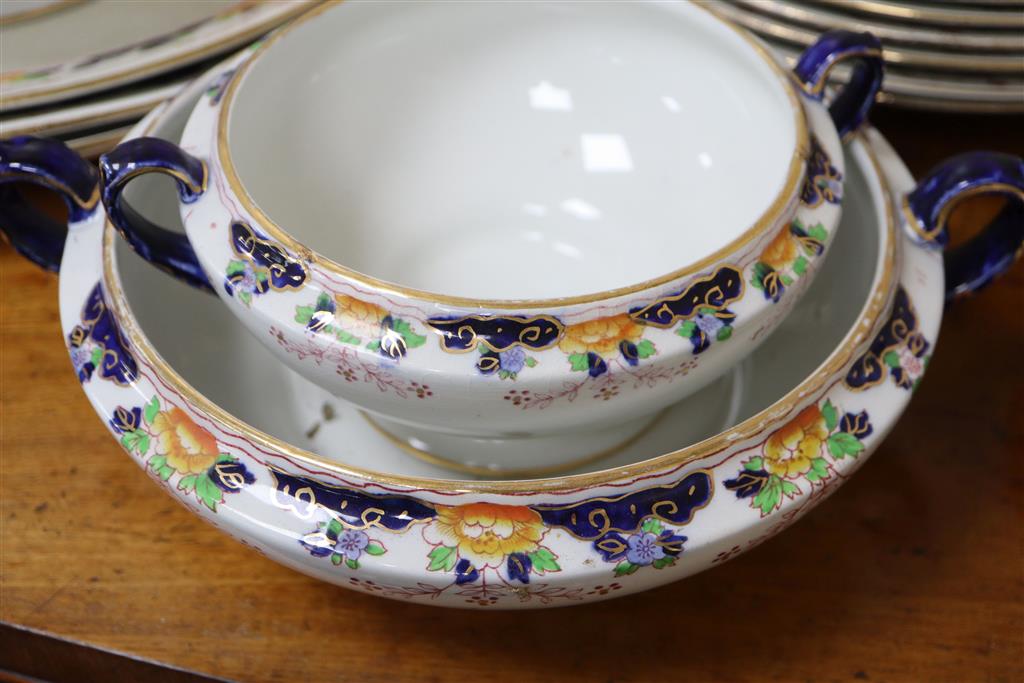 A Staffordshire S. Fielding & Co., Devon ware part dinner service, including graduated meat dishes and sauce, vegetable and soup ture
